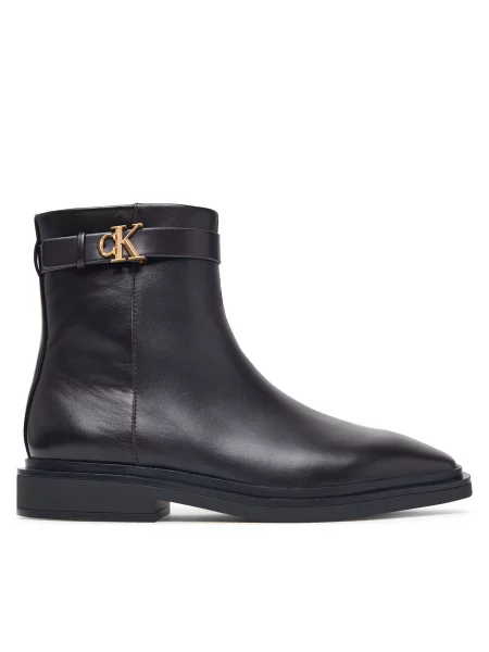 Členková obuv Calvin Klein Square Ankle Boot Lth Mg Hdw Tmavo hnedá
