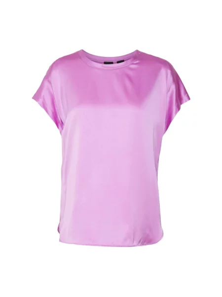 Satynowa koszulka Pinko z długim rękawem różowa