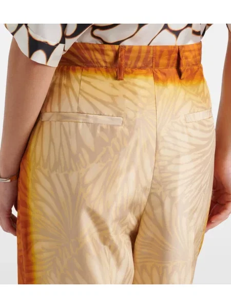 Pantaloni Dries Van Noten de mătase cu imagine