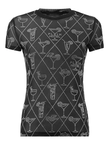 Tricou Philipp Plein plasă de cristal negru