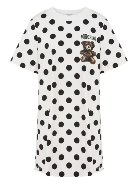 Rochie mini Moschino cu buline teddy alb