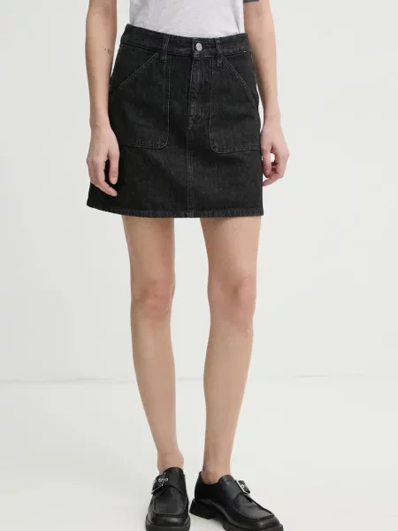 Filippa K fusta jeans mini evazati negru