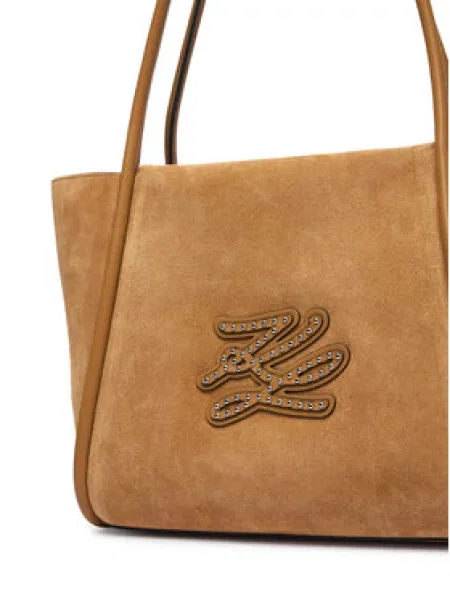 Karl Lagerfeld kabelka typu tote dámska semišová K/AUTOGRAPH hnedá