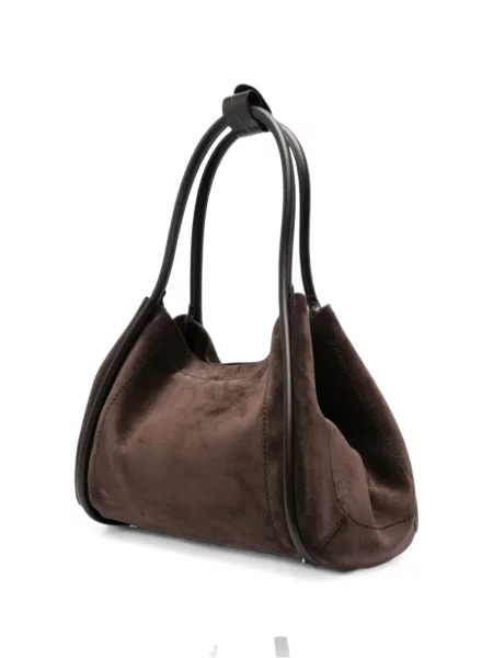 Geantă shopper Max Mara din piele de căprioară maro