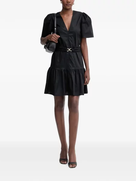 Rochie midi Twinset cu decolteu în V negru