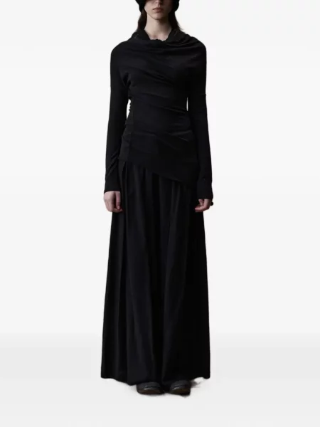 Lung tricou Elywood asimetric drapate negru