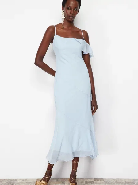 Rochie de seară Trendyol din șifon eleganta albastru