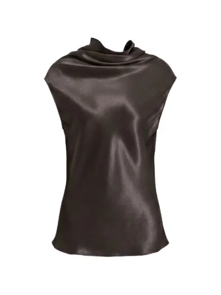 Top Alberta Ferretti din satin maro