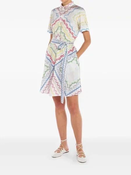 Rochie mini Mary Katrantzou cu imagine cu imprimeu geometric alb