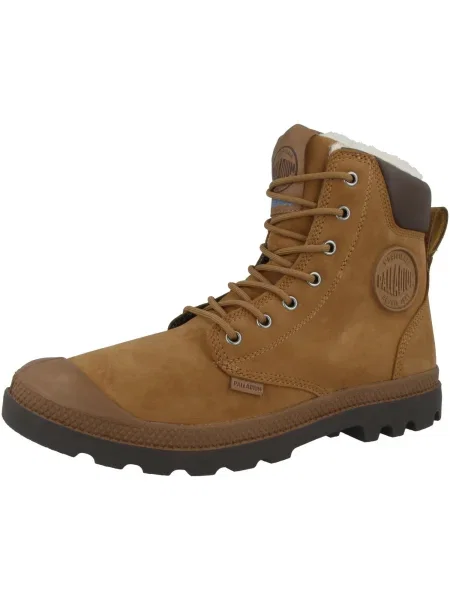 Palladium Bocanci cu șireturi Pampa caramel / închis maro
