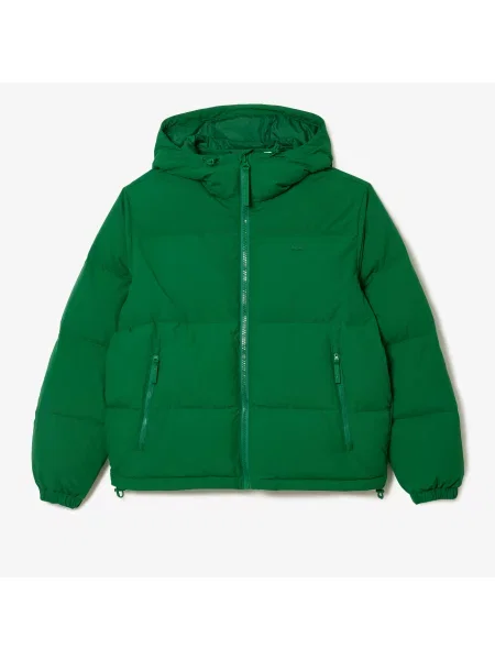 Lacoste Pikowana Wodoodporna Krótka Kurtka zielona