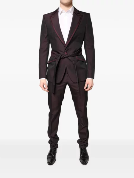 Cu centură costum Dolce & Gabbana din satin roșu
