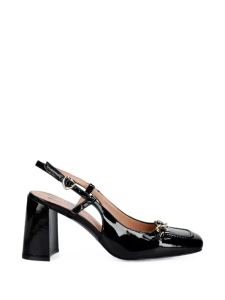 Pantofi cu toc Love Moschino cu cataramă slingback cu motiv cu inimi negru
