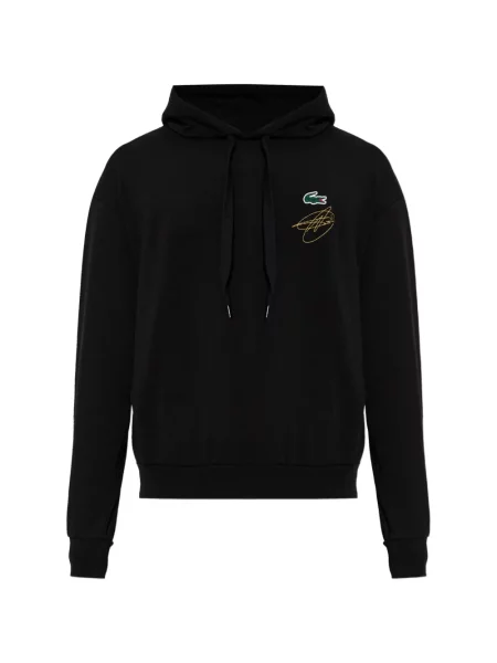 Hanorac cu glugă Lacoste cu broderie negru