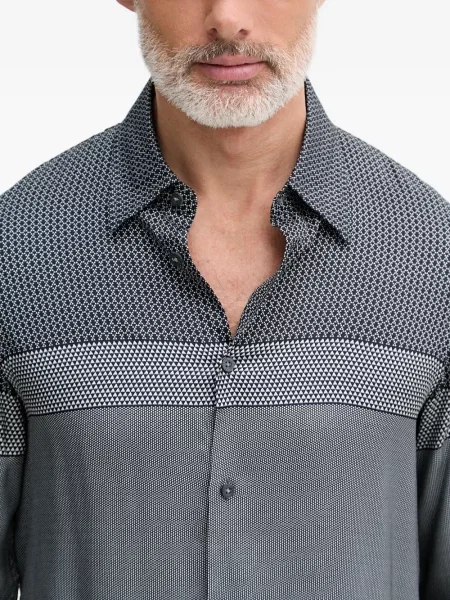 Lung cămașă Armani Exchange cu imprimeu geometric gri