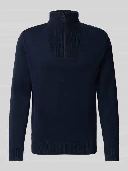 Bluza z kołnierzem o kroju regular fit z czystej bawełny Tom Tailor Denim granatowa