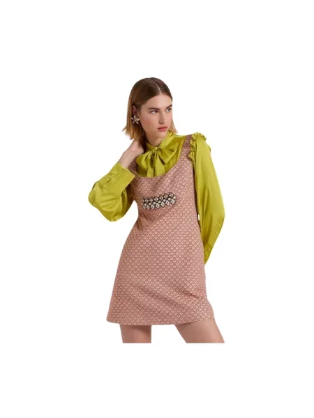 Mała mały sukienka mini La Doublej koronkowa różowa