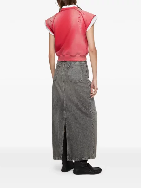 Fustă midi Acne Studios până la genunchi gri