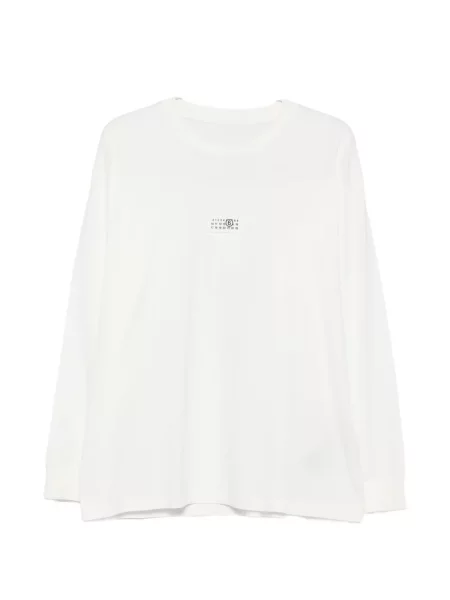 Lung tricou Mm6 Maison Margiela cu autograf alb