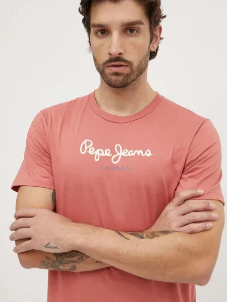 Тениска Pepe Jeans Eggo N с принт червено