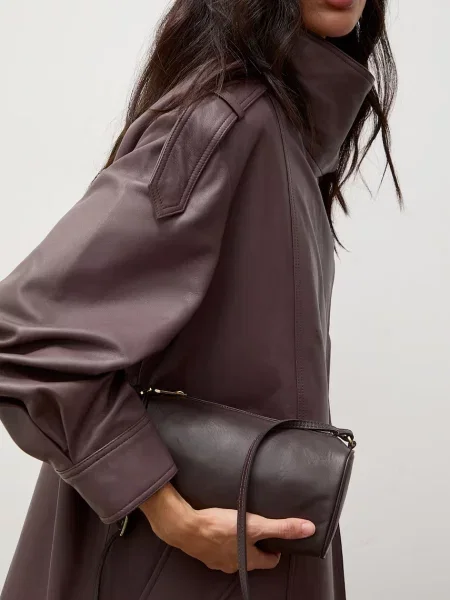 Answear.LAB чанта crossbody дамска от кожа кафяво