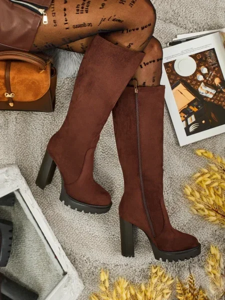 Botine Resti din piele cu toc înalt negru