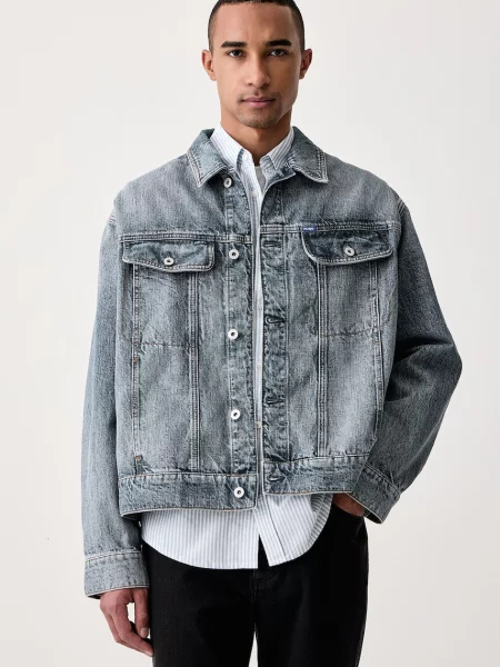 HUGO Blue jachetă pentru bărbați din denim albastru