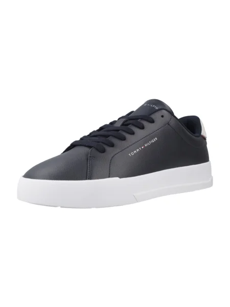 Tommy Hilfiger bőr sportcipő TH COURT LTH DETAIL ESS sötétkék kék