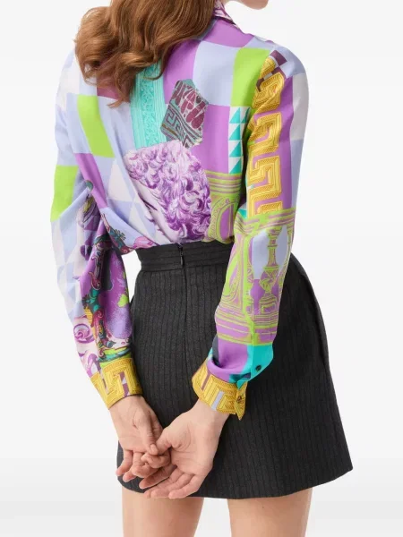 Cămașă Versace de mătase violet