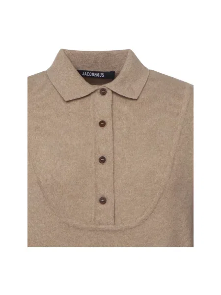 Sweter Jacquemus z kaszmiru z kołnierzem beżowy
