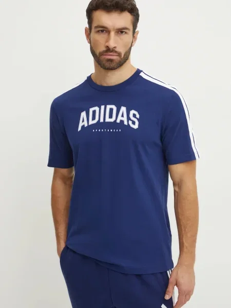 Тениска adidas M C COLLE Collegiate с принт тъмносиньо