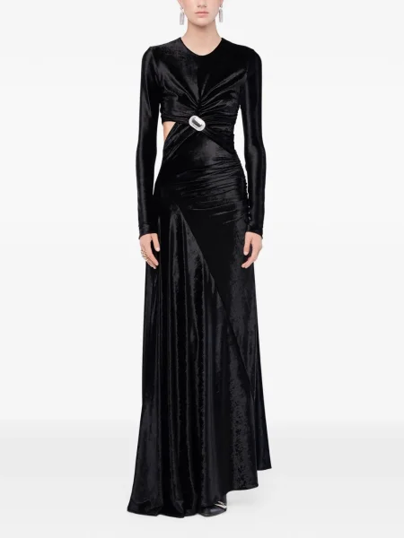 Rochie maxi Rabanne de catifea drapată de costum negru
