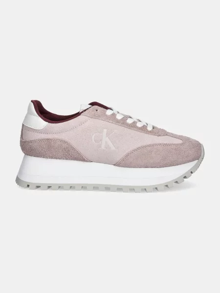 Sneakersy Calvin Klein Jeans sznurowane zamszowe białe