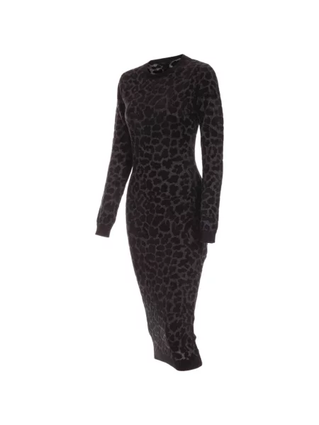 Lung rochie midi Just Cavalli cu imagine cu model leopard negru