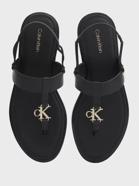 Кожаные босоножки Calvin Klein без каблука черные