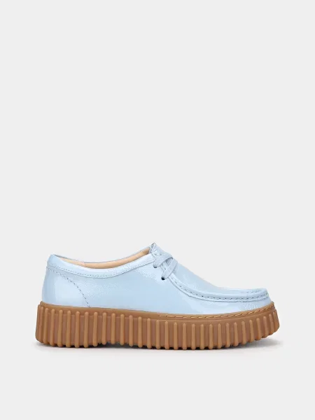 Шкіряні Напівчеревики Clarks TORHILL BEE світло-синій сині