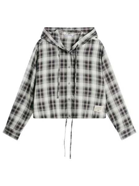 Koszula Acne Studios z kapturem flanelowa czarna
