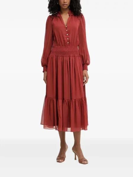 Rochie midi Morgan cu volane portocaliu