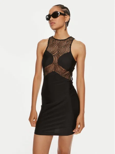 Рокля Rotate Stretchy Mini Dress къса с кройка по тялото черно