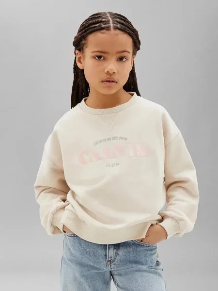 Calvin Klein Jeans hanorac pentru copii cu bej