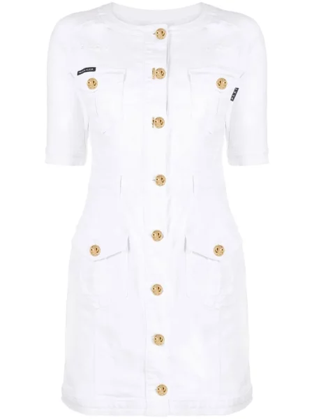 Sukienka jeansowa Philipp Plein garniturowa biała