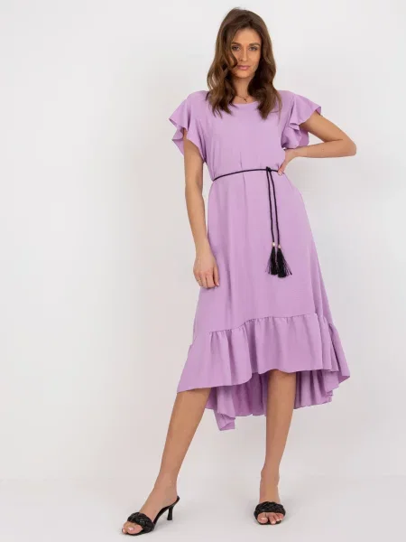 Rochie Fashionhunters cu volane de costum violet
