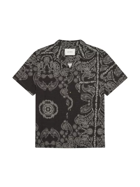Koszula z krótkim rękawem Les Deux z wzorem paisley czarna
