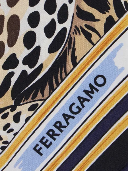 Šilkinis raštuotas šalikas Ferragamo mėlyna