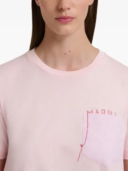 Tricou Marni cu broderie roz