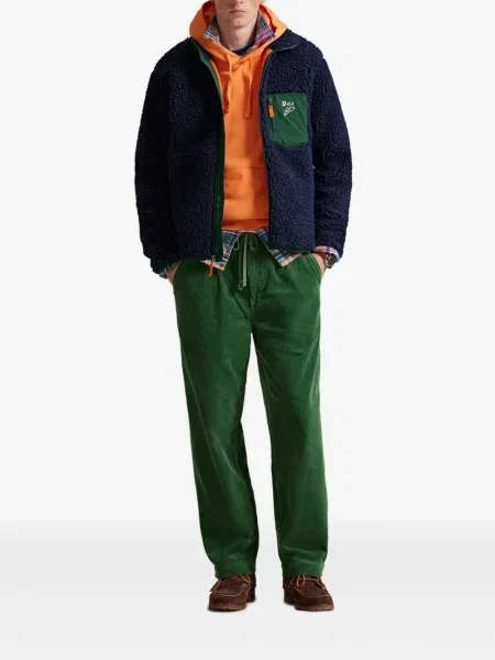 Kratak samt polo majica Polo Ralph Lauren s vezom crna