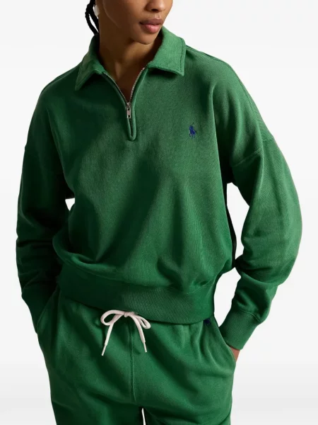 Haftowana kurtka Polo Ralph Lauren w paski zielona