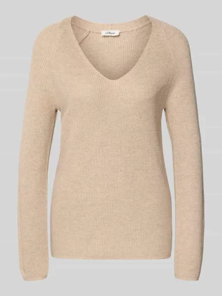 Sweter z dzianiny kroju regular fit z mieszanki bawełny S.oliver Red Label beżowy