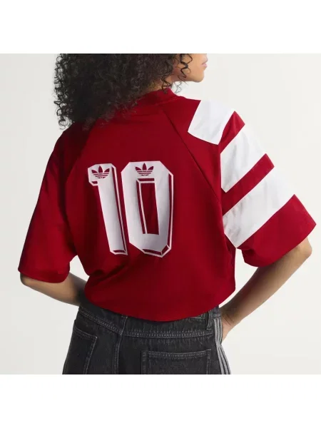 Top sportowy Adidas Originals z dżerseju czerwony