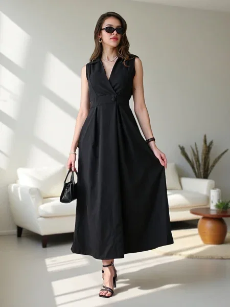 Rochie fără mâneci Resti fără mâneci de costum negru